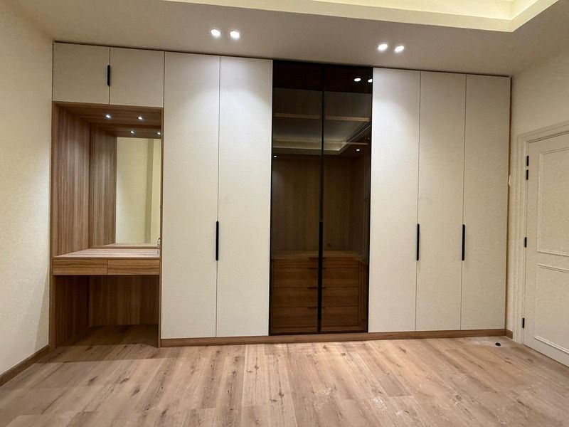 Built-in wardrobe wall with dressing niche